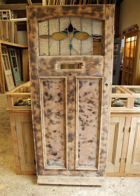 Pretty Reclaimed Pine Edwardian Front Door Stained Glass Doors Company