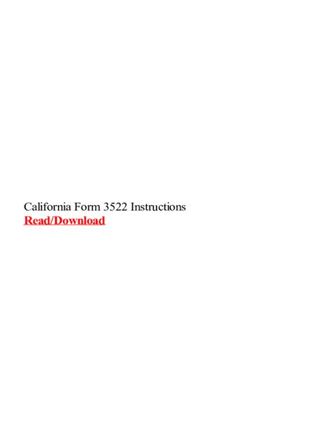 Fillable Online California Form 3522 Instructions Fax Email Print