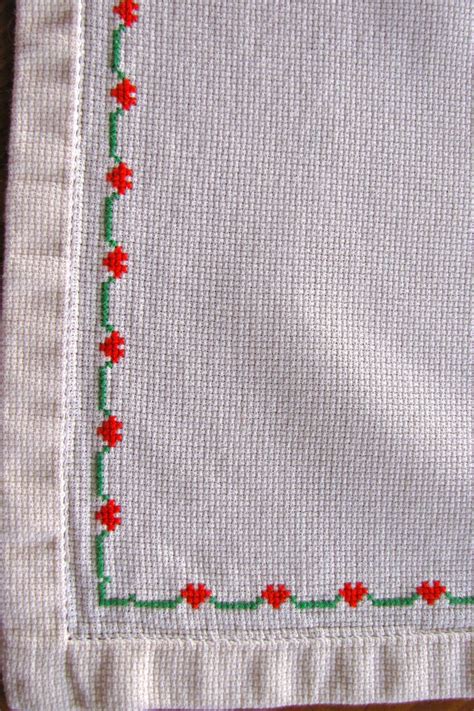 Vintage Linen Tablecloth Embroidered Cross Stitch Swedish Etsy