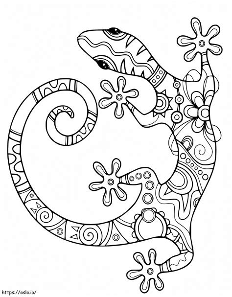 Gecko Zentangle Coloring Page