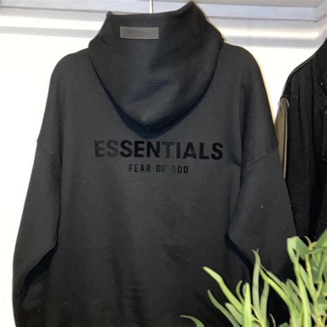 Black Essentials Hoodie Fear Of God Good Condition Depop