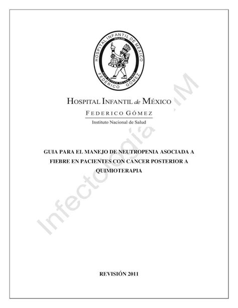 Pdf Guia Para El Manejo De Neutropenia Asociada A Fiebre En Himfg