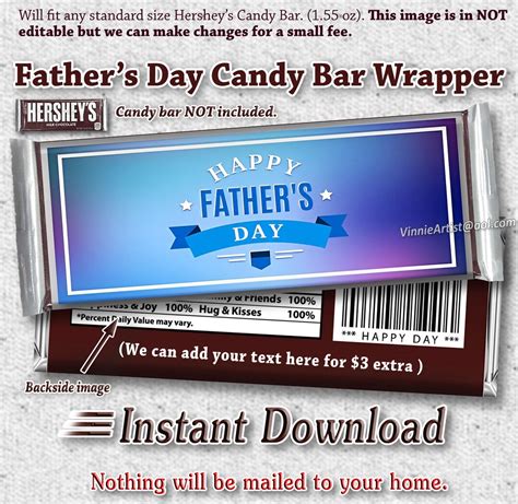 Printable Hersheys Candy Bar Wrapper T For Father S Day Etsy