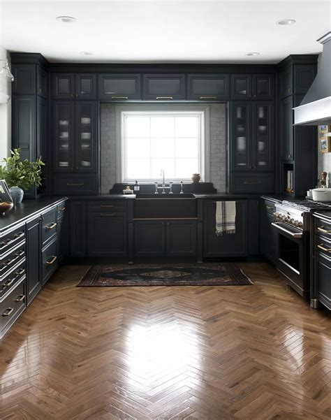 Our Dark And Moody Kitchen Reveal Room For Tuesday Moody Kitchen Modern Kitchen Flooring Diy