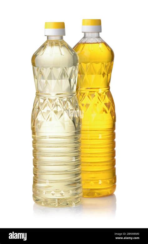 plastic bottles  refined  unrefined vegetable oil isolated