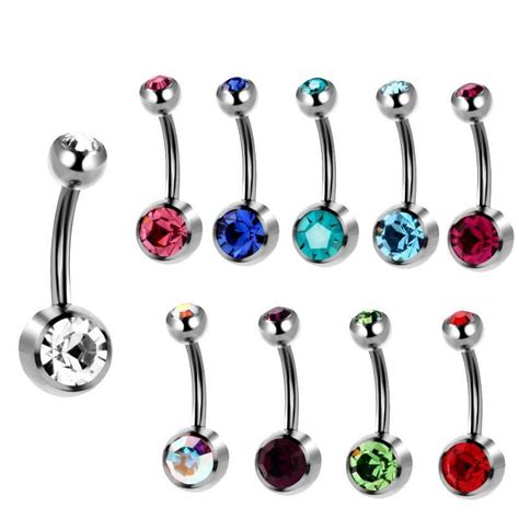 Segolike 10 Pieces Stainless Steel Crystal Belly Button Navel Piercings