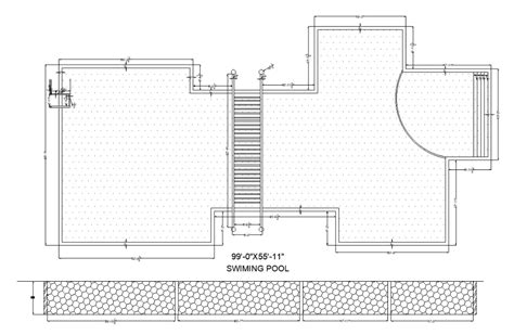 X Swimming Pool Plan Is Given In This Autocad Drawing Model