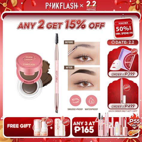 Pinkflash In Duo Effect Eyebrow Cream Powder Gel Pomade Eyeliner