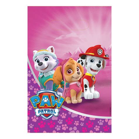 Paw Patrol Pink Plastic Party Bags