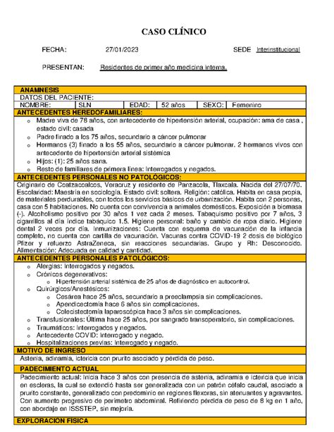 Caso Cli Nico Caso Cl Nico Fecha Sede Interinstitucional