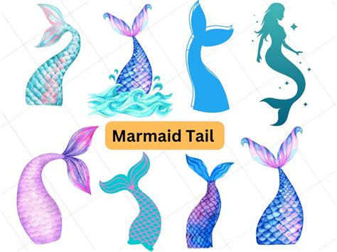 Mermaid Clipart Svg Bundle Mermaid Tail Svg Mermaid Svg Mermaid