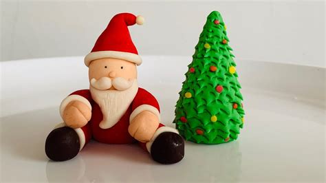 Santa Claus And Xmas Tree Makingfondant Santa Clausfondant Xmas Tree