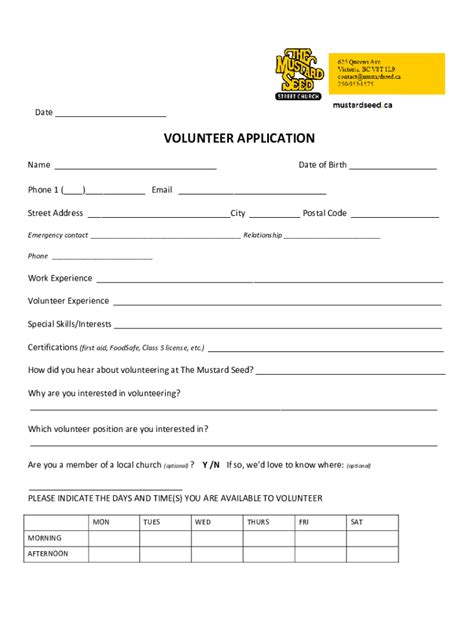 Fillable Online Grhs Volunteer Services Application Fax Email