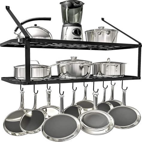 Prep And Savour Steel Rectangle Wall Mounted Pot Rack Wayfair Canada