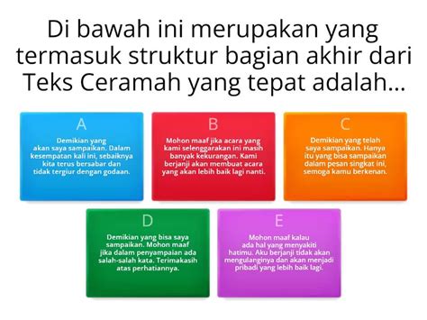 Evaluasi Menganalisis Struktur Dan Kebahasaan Teks Ceramah Quiz