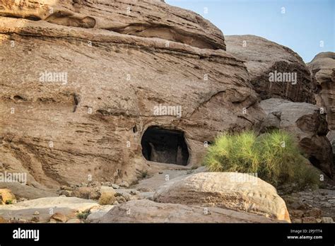 One Of Many Historic Hand Carved Caves In The Valley Of Petra Jordan