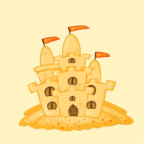 Castillo De Arena Dibujos Animados De Verano Vector Premium