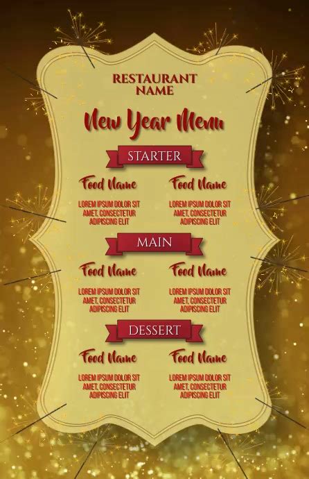 New Year Years Eve Menu Template Modelo Postermywall