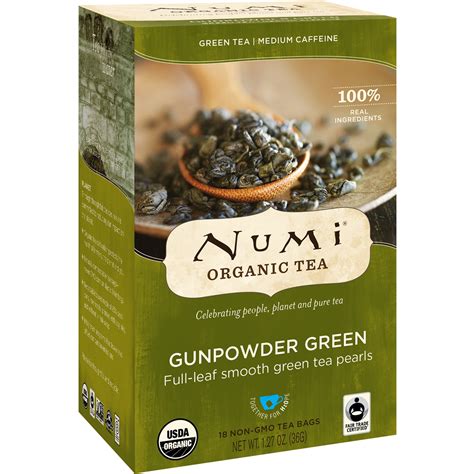 Numi Tea Organic Tea Green Tea Gunpowder Green 18 Tea Bags 1 27 Oz