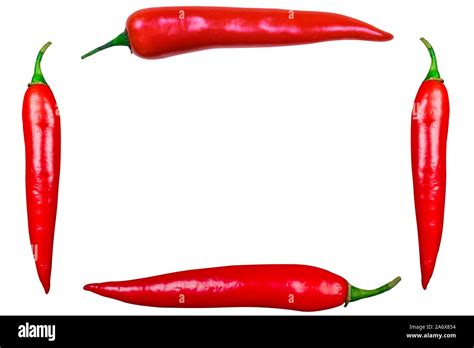 Set Of Red Hot Chili Pepper Frame Isolated On White Background Stock Photo Alamy