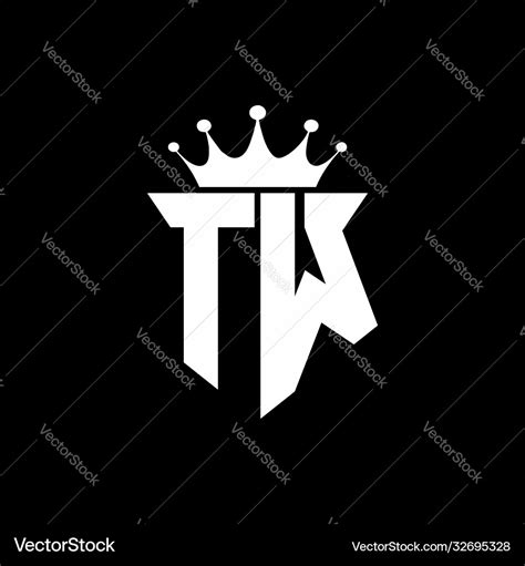 Tw Logo Monogram Shield Shape With Crown Design Vector Image