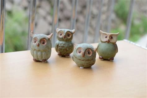 Cute Ceramic Owl Ornaments Homegardenoffice Desk By Marukococo