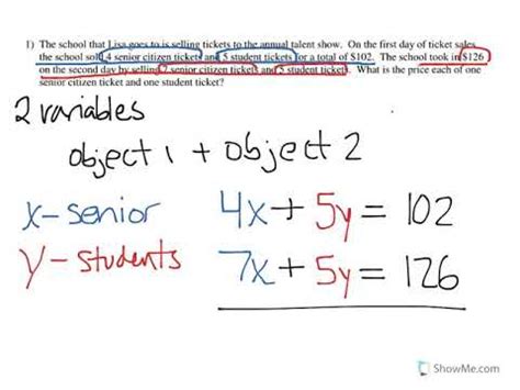 Word Problems With System Of Equations