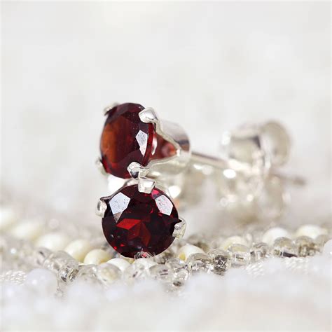 Red Garnet Earrings Red Stud Earrings