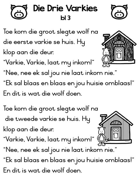 Afrikaans Lees Die Drie Varkies Bl 3 Pdf