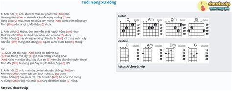 Chord Tuổi Mộng Xứ đông Nhạc Hoa Tab Song Lyric Sheet Guitar Ukulele Chords Vip