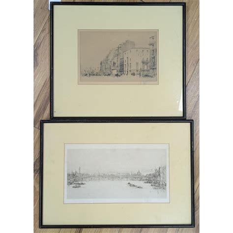 William Walcot 1874 1943 Two Etchings London Scenes Sig Barnebys