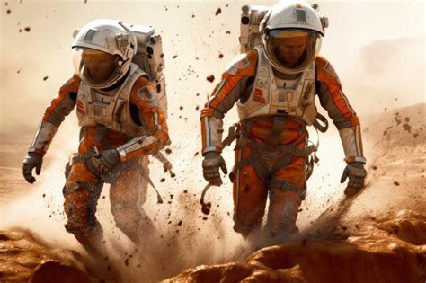 Premium Photo Astronauts Explore Mars Generative Ai