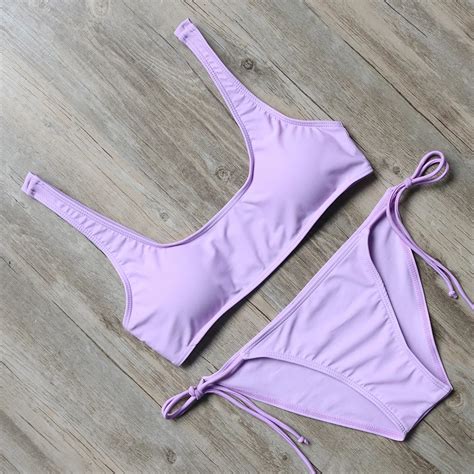 MOOSKINI 2019 Solid Swimwear Women Purple Bikini Bandage Swimsuit Bare