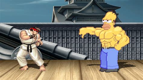 HOMER SIMPSON VS RYU Street Fighter Hardest Level Funny Match YouTube