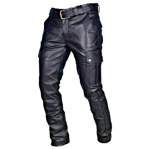 Mens Biker Pu Leather Pants Punk 80s 90s Vintage Motorcycle Pants Rock And Roll Faux Leather