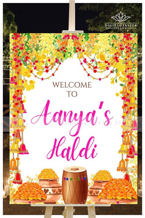 Buy Haldi Ceremony Signs Haldi Floral Welcome Signages Indian Online In