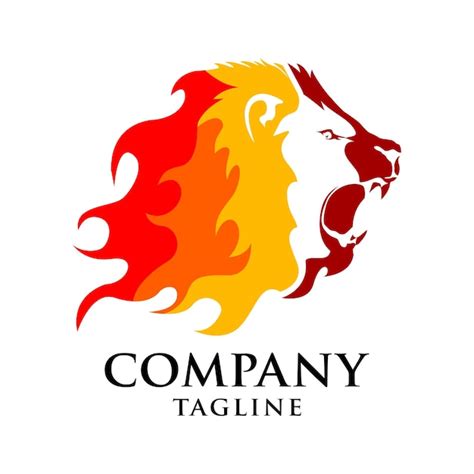 Premium Vector Fire Lion Logo Template Fire Lion Vector Illustration