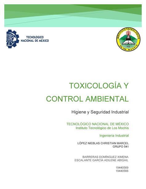 Unidad 5 Actividad 1 Toxicología Y Control Ambiental ToxicologÍa Y