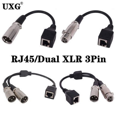 Duplo Xlr Pin Macho Para Rj F Mea Udio Interface De Rede F Mea Para