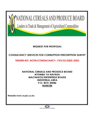 Fillable Online PE National Cereals And Produce Board Tender Fax