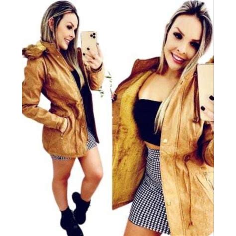 Parka Casaco Sobretudo Forrada Pelinho Capuz Shopee Brasil