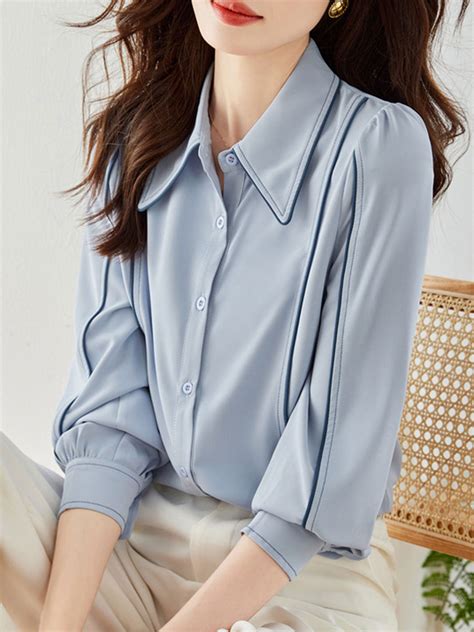 Abigail Classic Chiffon Long Sleeve Shirt Roselili