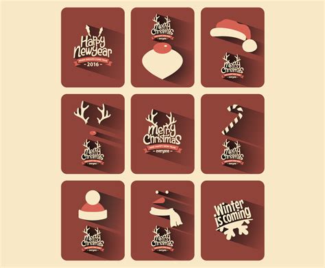 Rustic Christmas Card Collection Vector Vector Art & Graphics ...