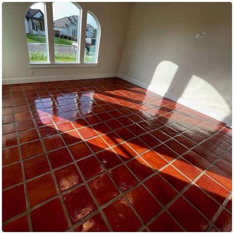 X Spanish Mission Red Terracotta Flooring With Gloss Sealer In