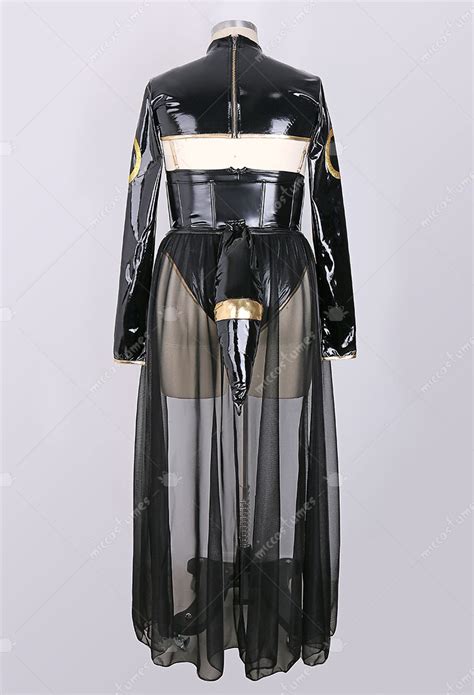 Women Plus Size Pm Derivative Sexy Lingerie Set Costume Black Bodysuit And Top With Chiffon