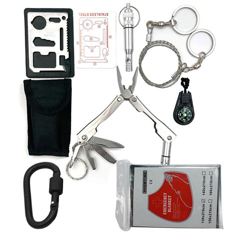 Outdoor SOS Emergency Multi Tool Kits Emergency Blanket Fire Starter