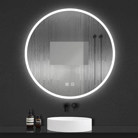 Bathroom Round Led Mirror Sensitive Smart Single Touch Demister Pad Wall Mounted Ebay