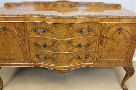 Antique Burr Walnut Queen Anne Style Dresser Sideboard