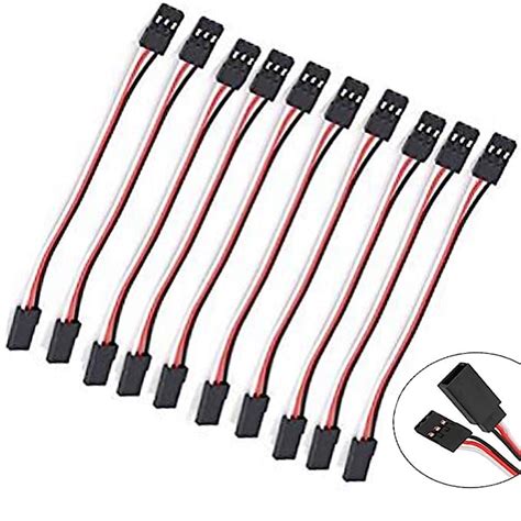 10pcs 3 Pin Servo Extension Cords Cable Lead Male To Female Plug With