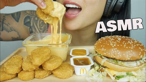 Asmr Mcdonalds Chicken Nuggets Big Mac Burger Cheese Sauce Eating